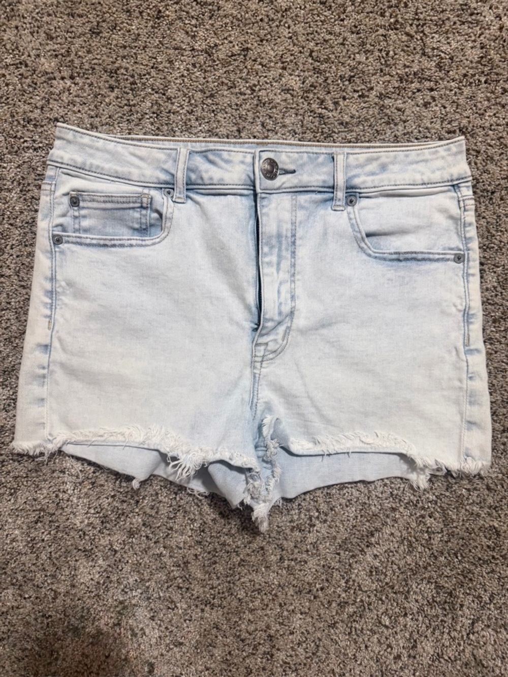 American Age Light Blue Denim Cutoff Shorts. Next Level Stretch